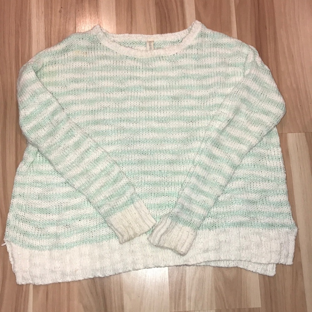 Aeropostale Mint green and white striped sweater